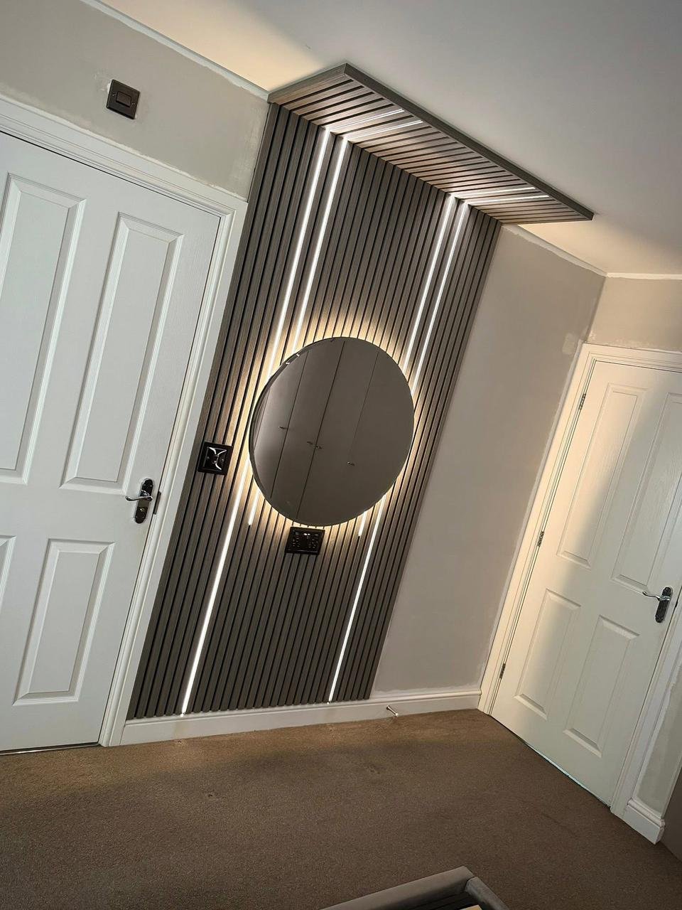 LED slat feature wall after installation Dublin