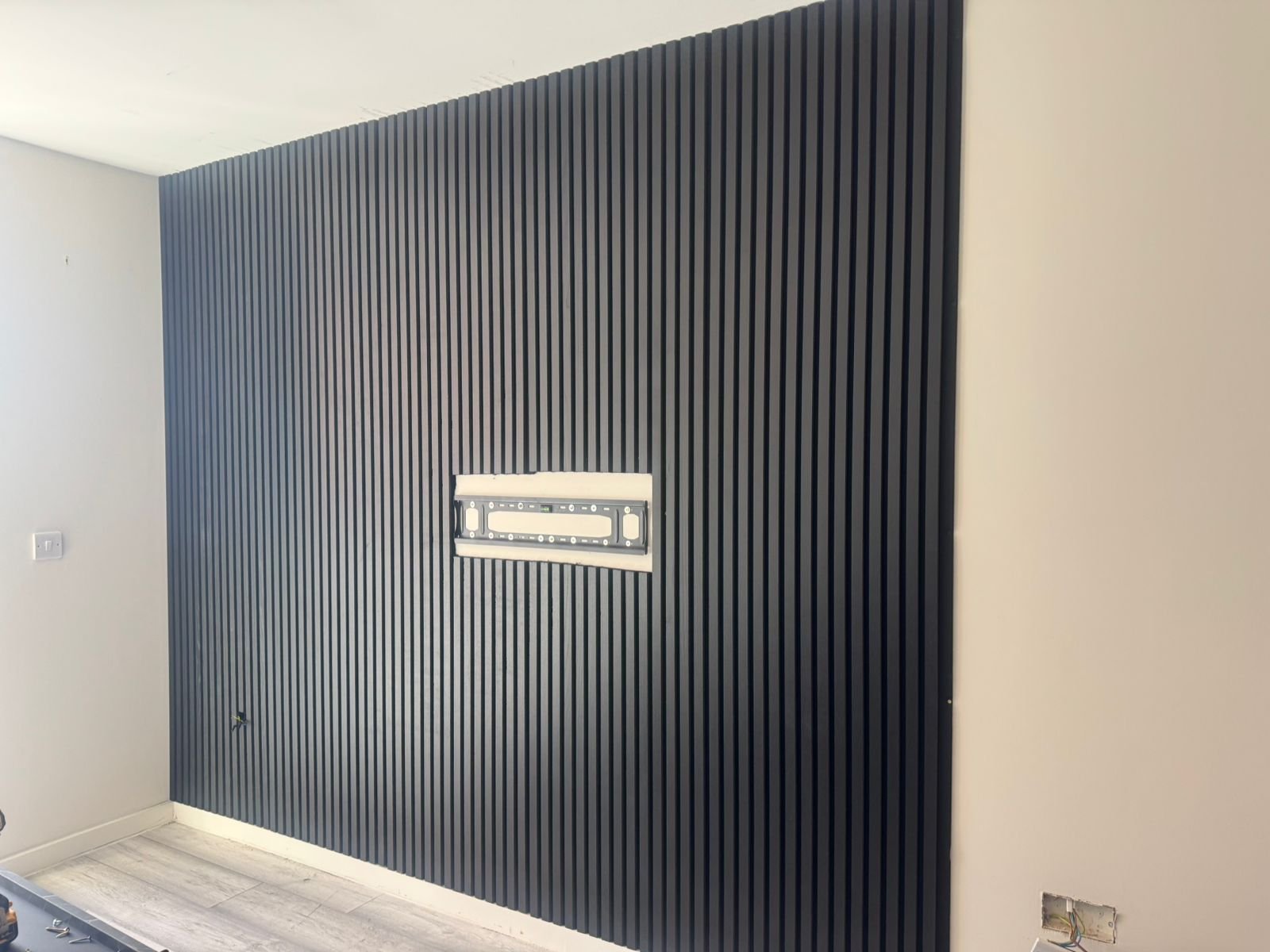 Slat panel feature wall Dublin living room
