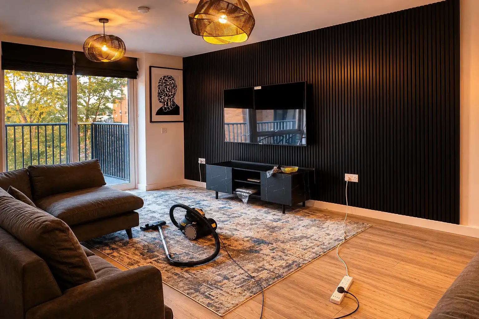 Black slat feature wall installation by ProFix handyman in Dublin