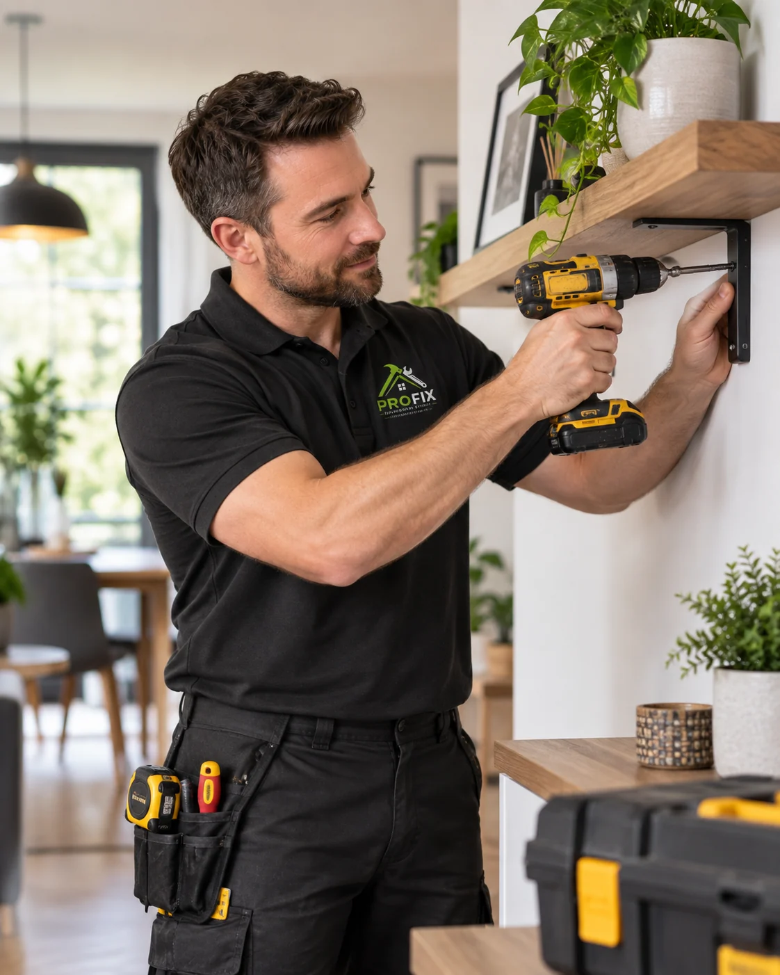 ProFix handyman installing a floating shelf in a Dublin home